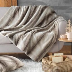 Plaid Fausse Fourrure (220 Cm) Sibérie Gris