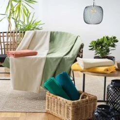 Plaid (220 Cm) Lucile Ecru -Eminza plaid 180 x 220 cm lucile naturel polycoton 125760 1673337262