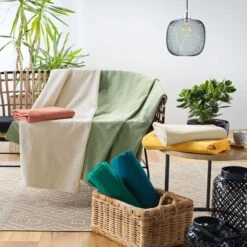 Plaid (240 Cm) Lucile Jaune Curry -Eminza plaid 220 x 240 cm lucile curry polycoton 125829 1673275473