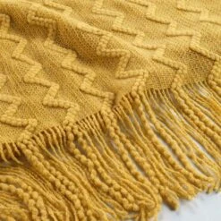 Jeté De Canapé (150 Cm) Melinda Jaune -Eminza plaid a franges 125 x 150 cm acrylique melinda jaune 118297 1656664073