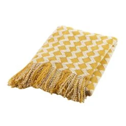 Jeté De Canapé (150 Cm) Sheryl Jaune -Eminza plaid a franges 125 x 150 cm acrylique sheryl jaune blanc 118306 1656662483
