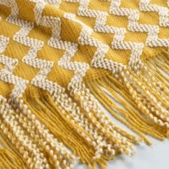 Jeté De Canapé (150 Cm) Sheryl Jaune -Eminza plaid a franges 125 x 150 cm acrylique sheryl jaune blanc 118306 1656662497