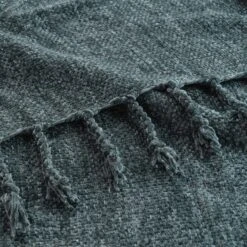 Jeté De Canapé (150 Cm) Melissa Gris Anthracite -Eminza plaid a franges 125 x 150 cm chenille unie melissa anthracite 118201 1656318039