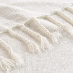 Jeté De Canapé (150 Cm) Melissa Blanc -Eminza plaid a franges 125 x 150 cm chenille unie melissa blanc 118204 1656317914