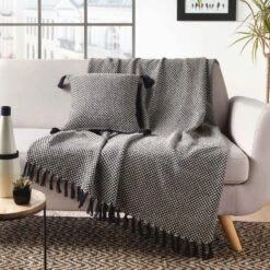 Plaid Coton (150 Cm) Jennie Noir