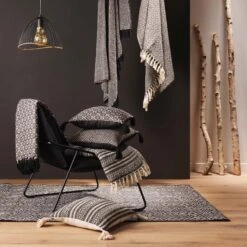 Plaid Coton (150 Cm) Jennie Noir -Eminza plaid a franges 125 x 150 cm coton tisse jennie 130434 1690205766