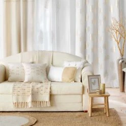 Plaid (150 Cm) Golden Sunset Ecru -Eminza plaid cocooning 150 cm golden sunset ecru 95926 1628684347