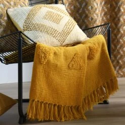 Plaid Coton (150 Cm) Bonifacio Jaune Moutarde