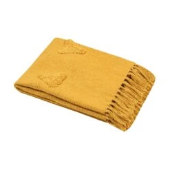 Plaid Coton (150 Cm) Bonifacio Jaune Moutarde -Eminza plaid coton 150 cm bonifacio jaune moutarde 129595 1689767555