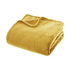 Plaid Doux (230 Cm) Tendresse Flanel Jaune Ocre
