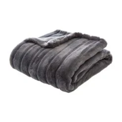 Plaid Doux (160 Cm) Manoir Gris Foncé -Eminza plaid four manoir gf 120x160 60527