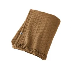 Plaid Gaze De Coton (220 Cm) Gaïa Camel 4 Plaid Gaze De Coton (220 Cm) Gaïa Camel -Eminza plaid franges 180 x 220 cm ga a camel 112829 1655796636