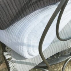 Plaid Gaze De Coton (220 Cm) Gaïa Blanc Chantilly -Eminza plaid franges 180 x 220 cm ga a chantilly 112817 1655797213