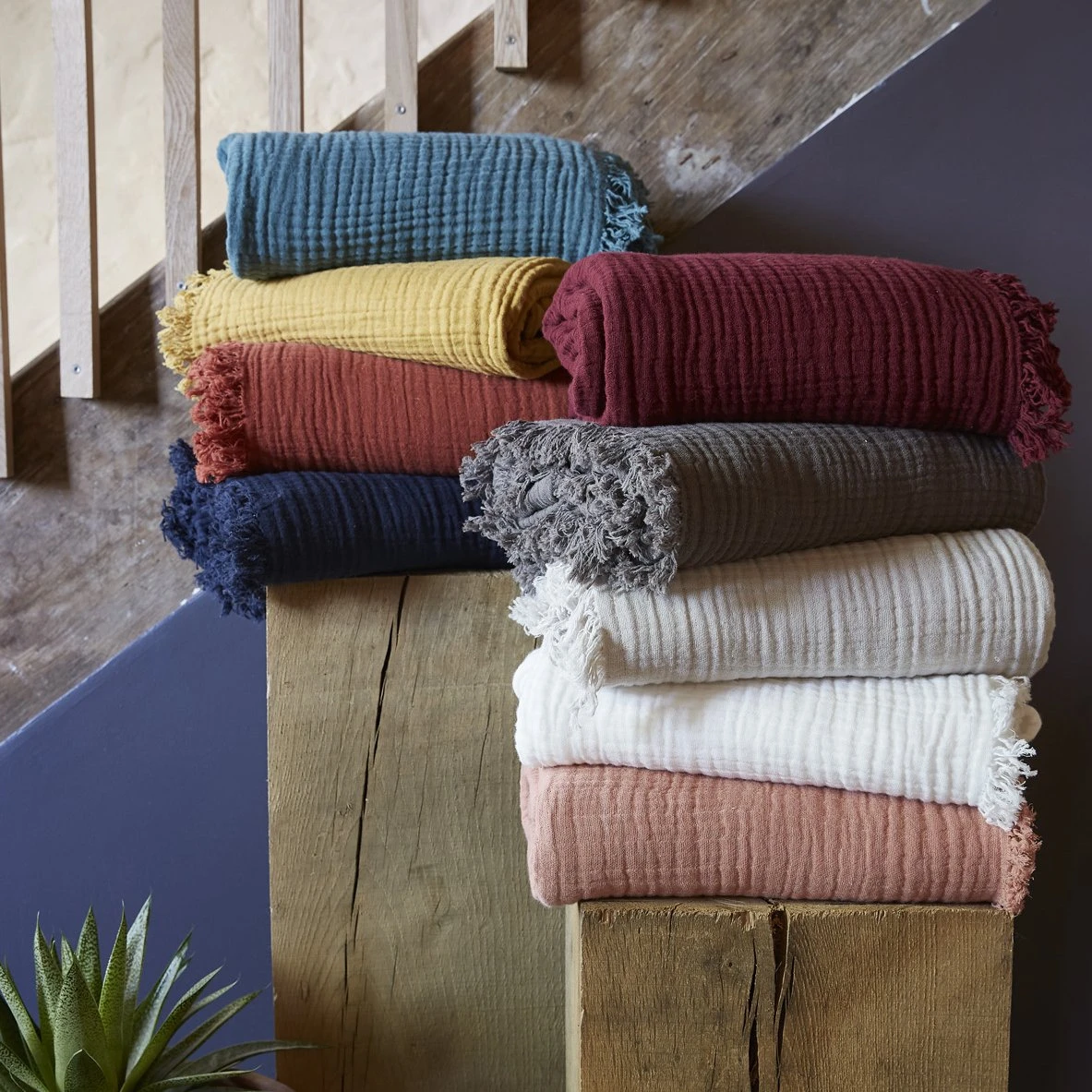 Plaid gaze de coton (220 cm) Gaïa Terracotta Plaid Gaze De Coton (220 Cm) Gaïa Terracotta -Eminza plaid franges 180 x 220 cm ga a terracotta 112805 1655797766