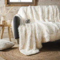 Plaid Fausse Fourrure (180 Cm) Caline Blanc Cassé