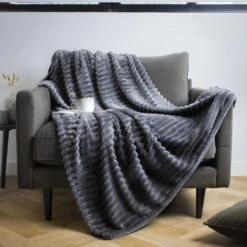 Plaid Doux (150 Cm) Dune Gris Anthracite