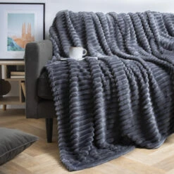 Plaid Doux (220 Cm) Dune Gris Anthracite