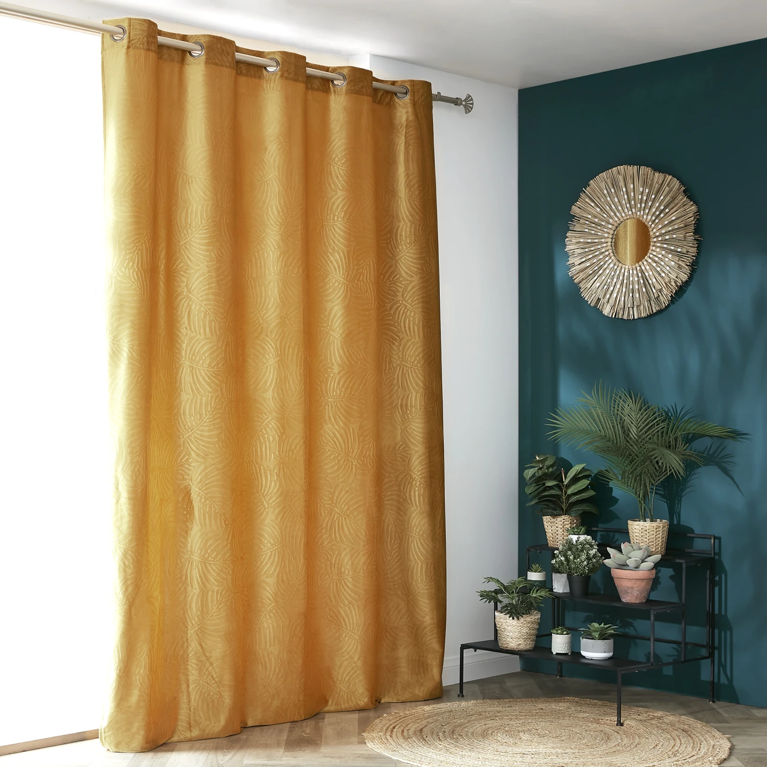 Rideau occultant velours (180 x 260 cm) Fern Jaune ocre Rideau Occultant Velours (180 X 260 Cm) Fern Jaune Ocre -Eminza r fern jaune 180x260 1