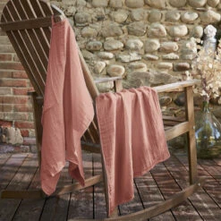 Lot De 2 Essuie-mains Gaze De Coton (70 Cm) Gaïa Rose Pêche