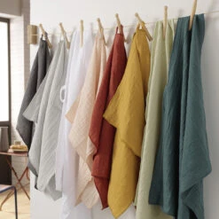 Lot De 2 Essuie-mains Gaze De Coton (70 Cm) Gaïa Jaune Safran -Eminza r gaia essuismains colorama