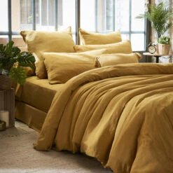 Housse De Couette Gaze De Coton (240 Cm) Gaïa Jaune Safran