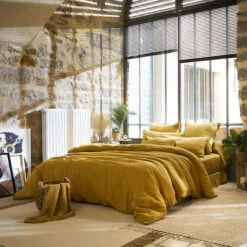 Housse De Couette Gaze De Coton (240 Cm) Gaïa Jaune Safran 4 Housse De Couette Gaze De Coton (240 Cm) Gaïa Jaune Safran -Eminza r gaia hdc vue2 jaunesafran