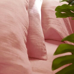 Drap Plat Gaze De Coton (240 Cm) Gaïa Rose Pêche -Eminza r gaia hdc zoome rose peche claire v3