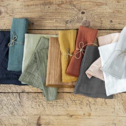 Lot De 3 Serviettes Gaze De Coton Gaïa Jaune Safran 2 Lot De 3 Serviettes Gaze De Coton Gaïa Jaune Safran -Eminza r gaia serviettes colorama