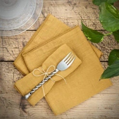 Lot De 3 Serviettes Gaze De Coton Gaïa Jaune Safran 3 Lot De 3 Serviettes Gaze De Coton Gaïa Jaune Safran -Eminza r gaia serviettes jaune safran