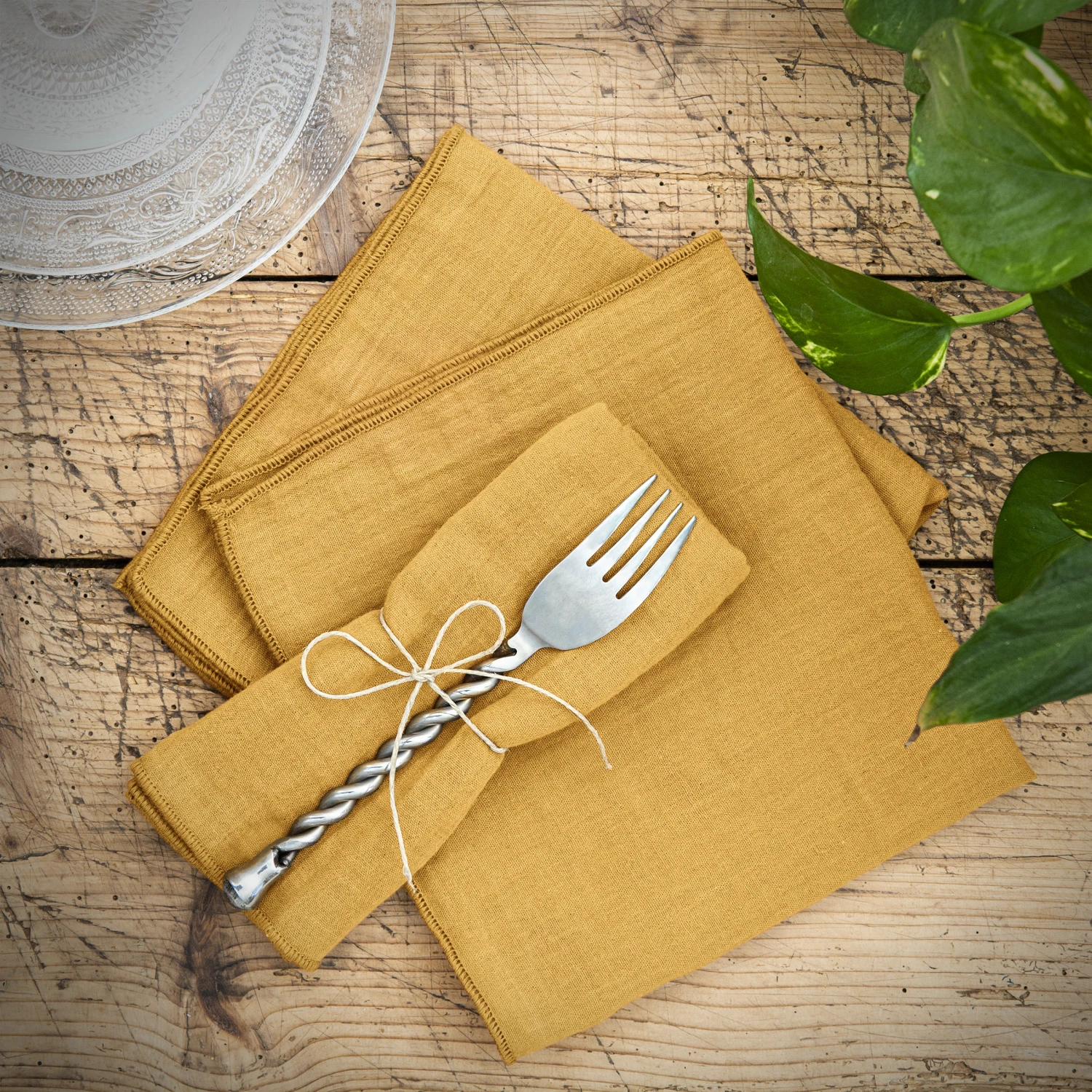 Lot de 3 serviettes gaze de coton Gaïa Jaune safran Lot De 3 Serviettes Gaze De Coton Gaïa Jaune Safran -Eminza r gaia serviettes jaune safran