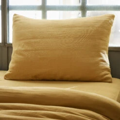Taie D'oreiller Rectangulaire Gaze De Coton (L80 Cm) Gaïa Jaune Safran