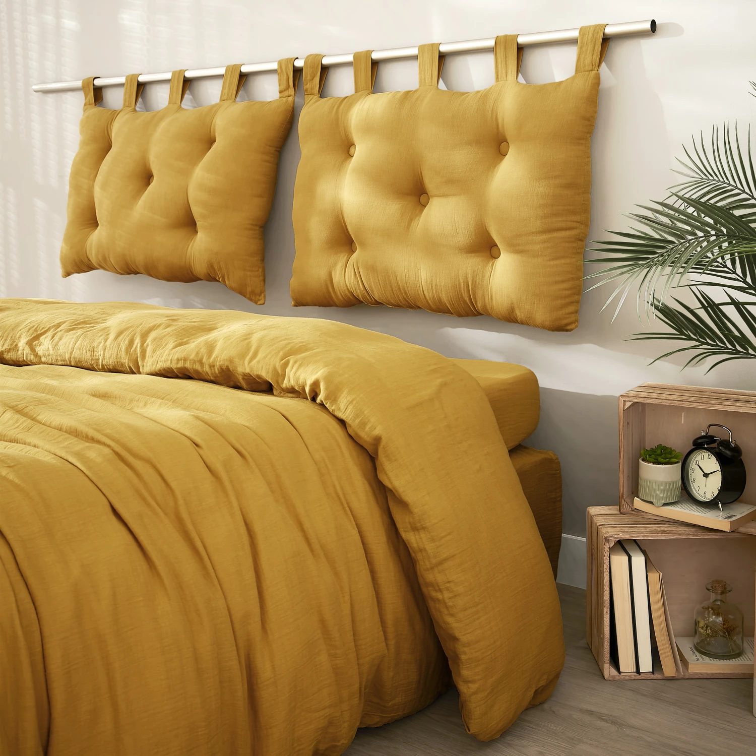 Tête de lit gaze de coton (80 cm) Gaïa Jaune safran Tête De Lit Gaze De Coton (80 Cm) Gaïa Jaune Safran -Eminza r gaia tetelit jaunesafran