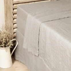 Drap Plat Lin Lavé (270 Cm) Louise Beige