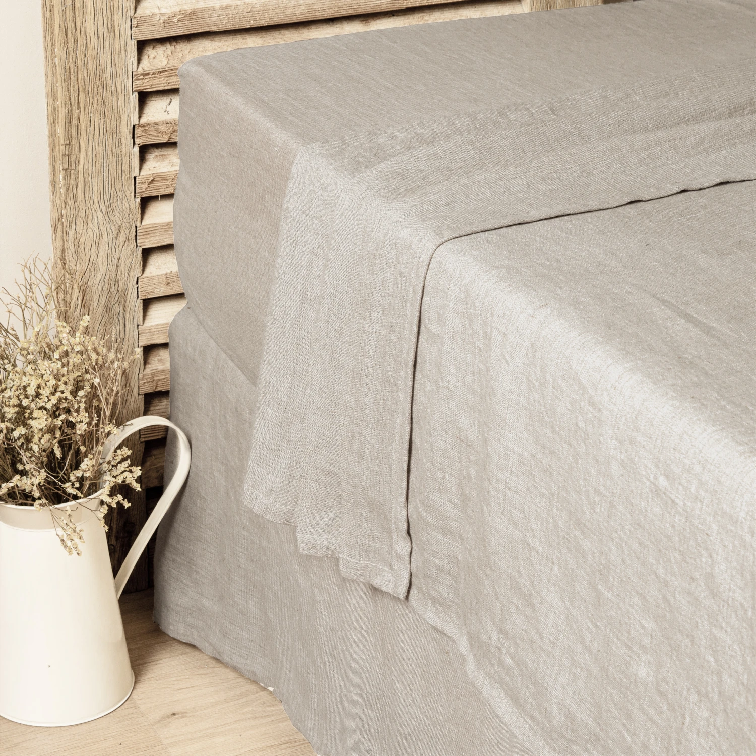 Drap plat lin lavé (270 cm) Louise Beige Drap Plat Lin Lavé (270 Cm) Louise Beige -Eminza r louise drapplat2400