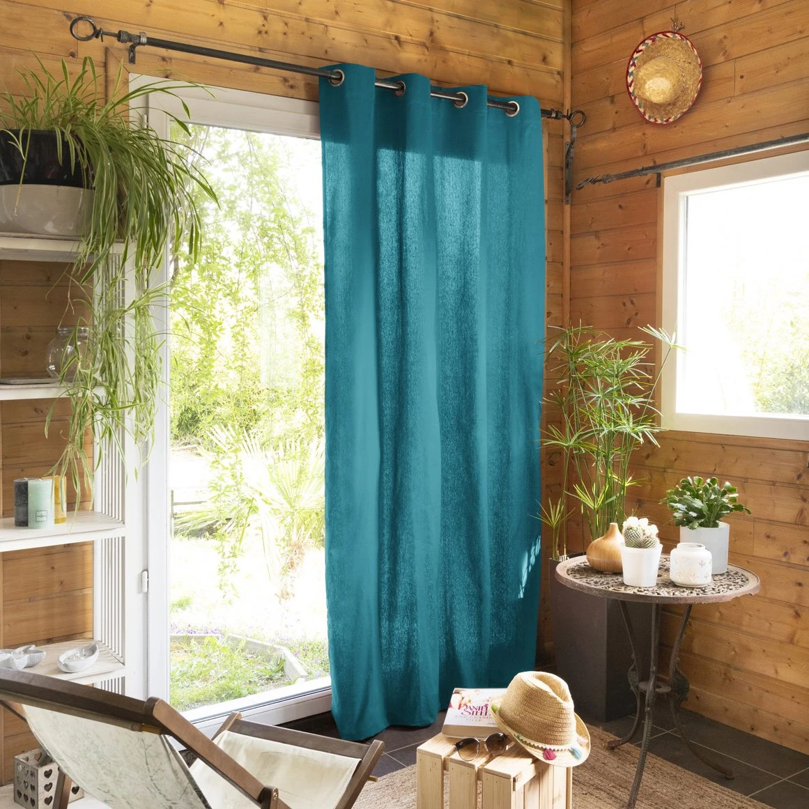 Rideau coton (140 x 260 cm) Pixel Bleu paon Rideau Coton (140 X 260 Cm) Pixel Bleu Paon -Eminza rideau 140 x 260 cm kala paon 109295 1631607605