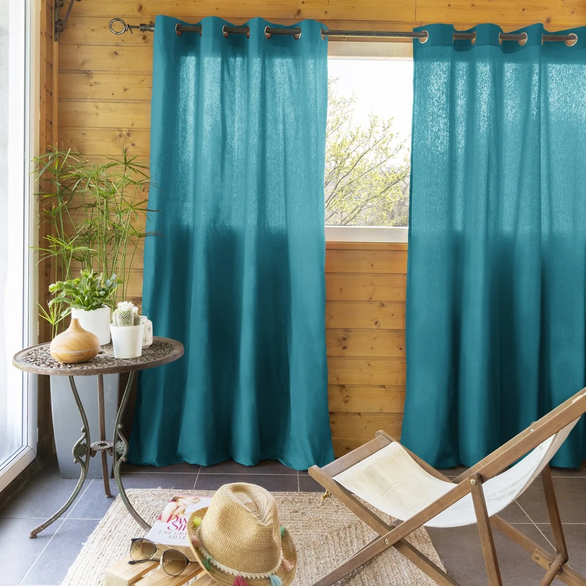 Rideau coton (140 x 260 cm) Pixel Bleu paon Rideau Coton (140 X 260 Cm) Pixel Bleu Paon -Eminza rideau 140 x 260 cm kala paon 109295 1631607613