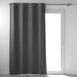 Rideau Occultant Isolant (135 X 260 Cm) Occultiss Gris Anthracite -Eminza rideau a oeillets 135 x 260 cm 100 occultant chambray uni occultiss anthracite 118375 1656077964