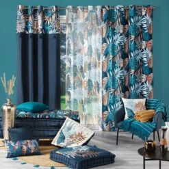 Rideau Coton (140 X 240 Cm) Alianor Ecru -Eminza rideau a oeillets 140 x 240 cm coton uni top imp met pompon alianor naturel 106703 1627029032