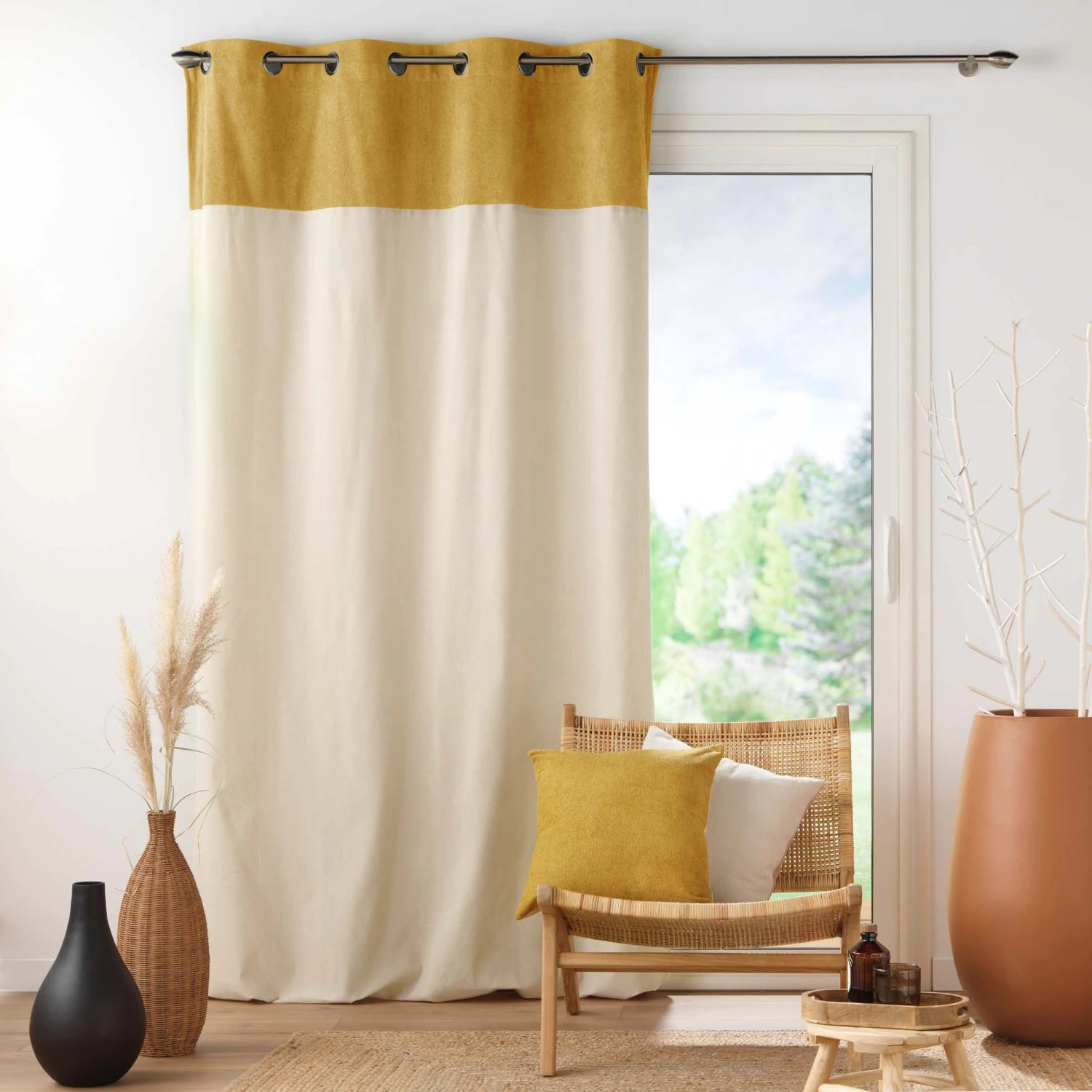 Rideau bouclette (140 x 240 cm) Tessa Jaune ocre Rideau Bouclette (140 X 240 Cm) Tessa Jaune Ocre -Eminza rideau a oeillets 140 x 240 cm polycoton top bouclette unie tessa ocre 130549 1689597603