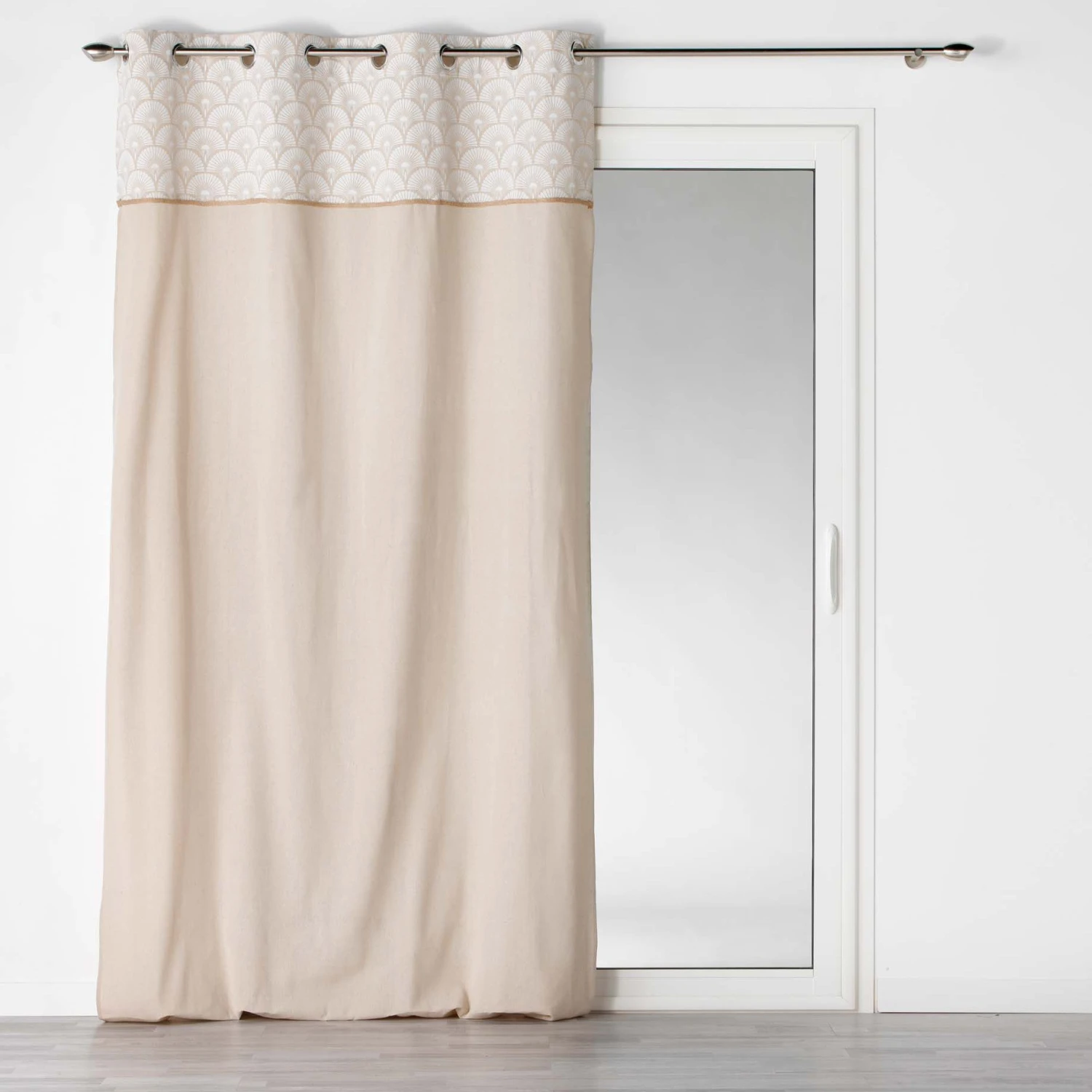 Rideau coton (140 x 240 cm) Bahina Beige Rideau Coton (140 X 240 Cm) Bahina Beige -Eminza rideau a oeillets 140 x 240 cm polycoton uni top imprime jute bahina blanc 113891 1642414594