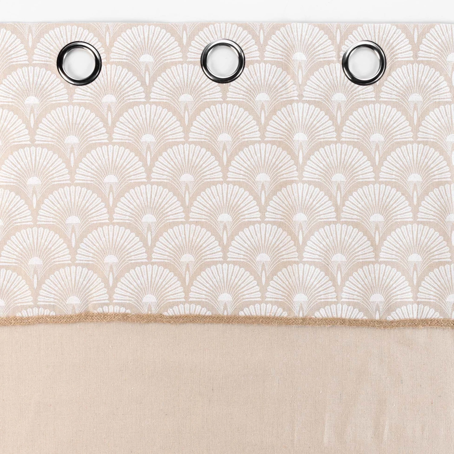 Rideau coton (140 x 240 cm) Bahina Beige Rideau Coton (140 X 240 Cm) Bahina Beige -Eminza rideau a oeillets 140 x 240 cm polycoton uni top imprime jute bahina blanc 113891 1642414616