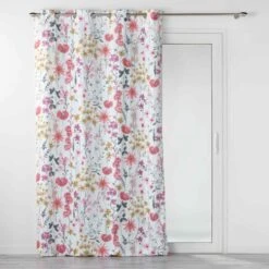 Rideau Velours (140 X 240 Cm) Florabella Blanc -Eminza rideau a oeillets 140 x 240 cm velours imprime florabella blanc 118240 1656489489