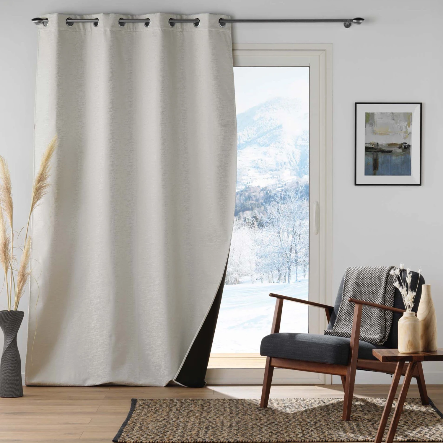 Rideau thermique isolant (140 x 260 cm) Polarine Ecru Rideau Thermique Isolant (140 X 260 Cm) Polarine Ecru -Eminza rideau a oeillets 140 x 260 cm isolant jacquard polarine naturel 130583 1689166410