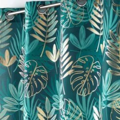 Rideau (140 X 260 Cm) Ornella Vert émeraude -Eminza rideau a oeillets 140 x 260 cm polyester imprime metallise ornella emeraude 117988 1656661655