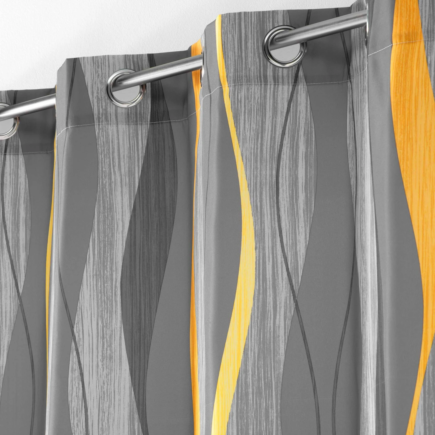 Rideau (140 x 280 cm) Ondulys Gris anthracite Rideau (140 X 280 Cm) Ondulys Gris Anthracite -Eminza rideau a oeillets 140 x 280 cm polyester imprime ondulys jaune anthracite 106577 1627286158
