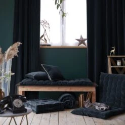 Rideau Velours De Coton Ajustable (140 X Max 270 Cm) César Bleu Nuit -Eminza rideau ajustable 8 anneaux pince 140 x 270 cm velours de coton csar minuit 131472 1695211441