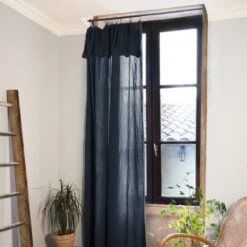 Rideau Gaze De Coton Ajustable (140 X Max 300 Cm) Gaïa Bleu Nuit 2 Rideau Gaze De Coton Ajustable (140 X Max 300 Cm) Gaïa Bleu Nuit -Eminza rideau ajustable 8 anneaux pince gaze de coton 140 x 300 cm minuit dark blue ga a 109370 1631603501