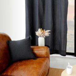 Rideau Coton Recyclé (140 X 240 Cm) Bombay Gris Anthracite 2 Rideau Coton Recyclé (140 X 240 Cm) Bombay Gris Anthracite -Eminza rideau en coton recycl bombay 8 illets en mtal argent diam tre intrieur 4 cm 140x240 cm anthracite 127413 1675069034