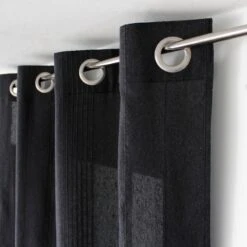 Rideau Coton Recyclé (140 X 240 Cm) Bombay Gris Anthracite 3 Rideau Coton Recyclé (140 X 240 Cm) Bombay Gris Anthracite -Eminza rideau en coton recycl bombay 8 illets en mtal argent diam tre intrieur 4 cm 140x240 cm anthracite 127413 1675069046