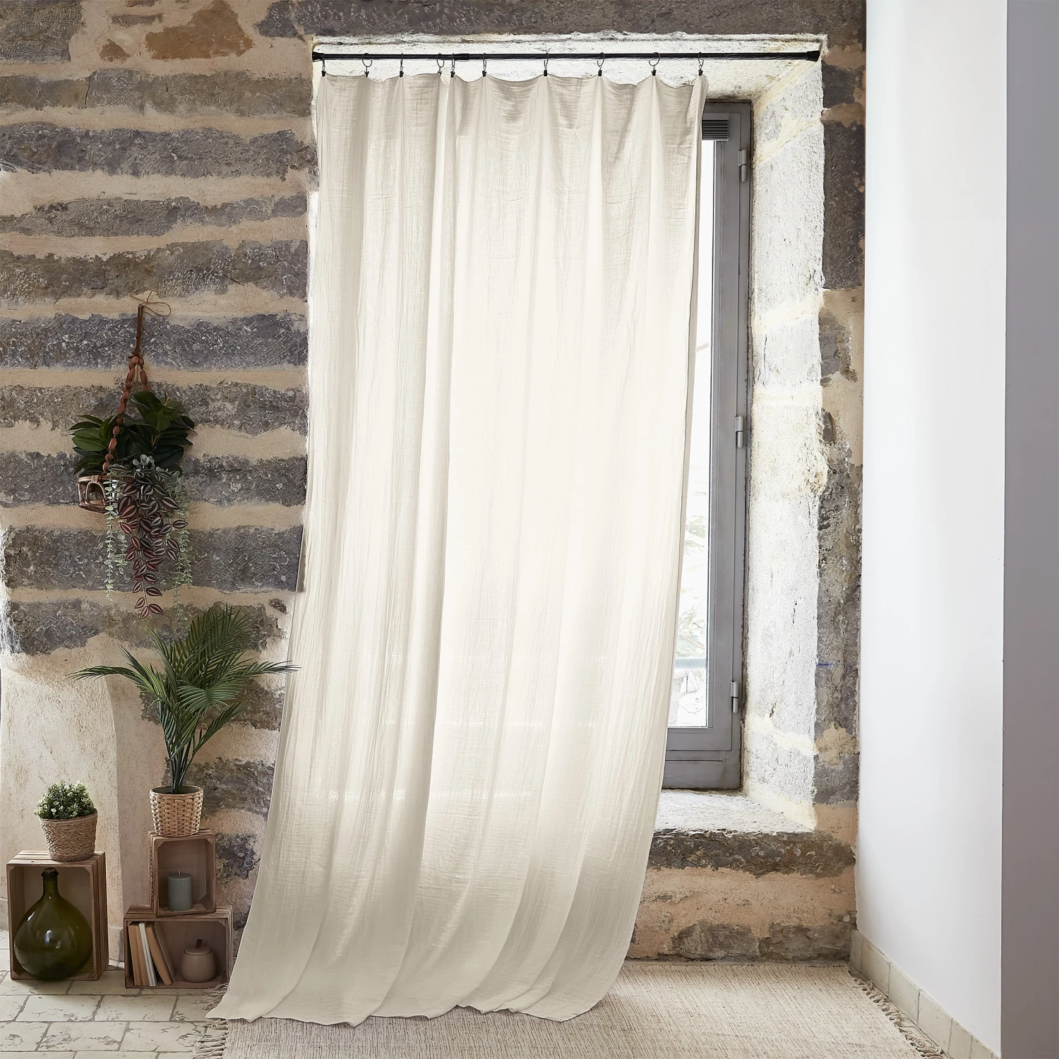 Rideau gaze de coton ajustable (180 x max 300 cm) Gaïa Beige pampa Rideau Gaze De Coton Ajustable (180 X Max 300 Cm) Gaïa Beige Pampa -Eminza rideau gaze de coton ajustable 180 x max 300 cm ga a beige pampa 122056 1694519379